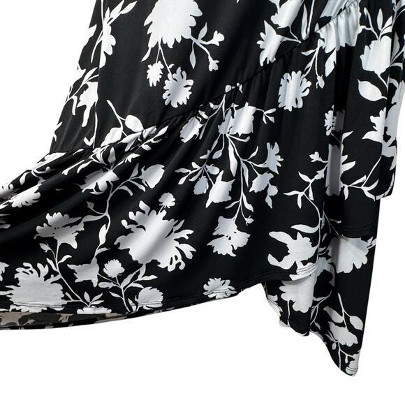 Lane Bryant SZ 20 Hi-Low Midi Dress Faux Wrap Floral Stretch Surplice V-Neck - Picture 4 of 13